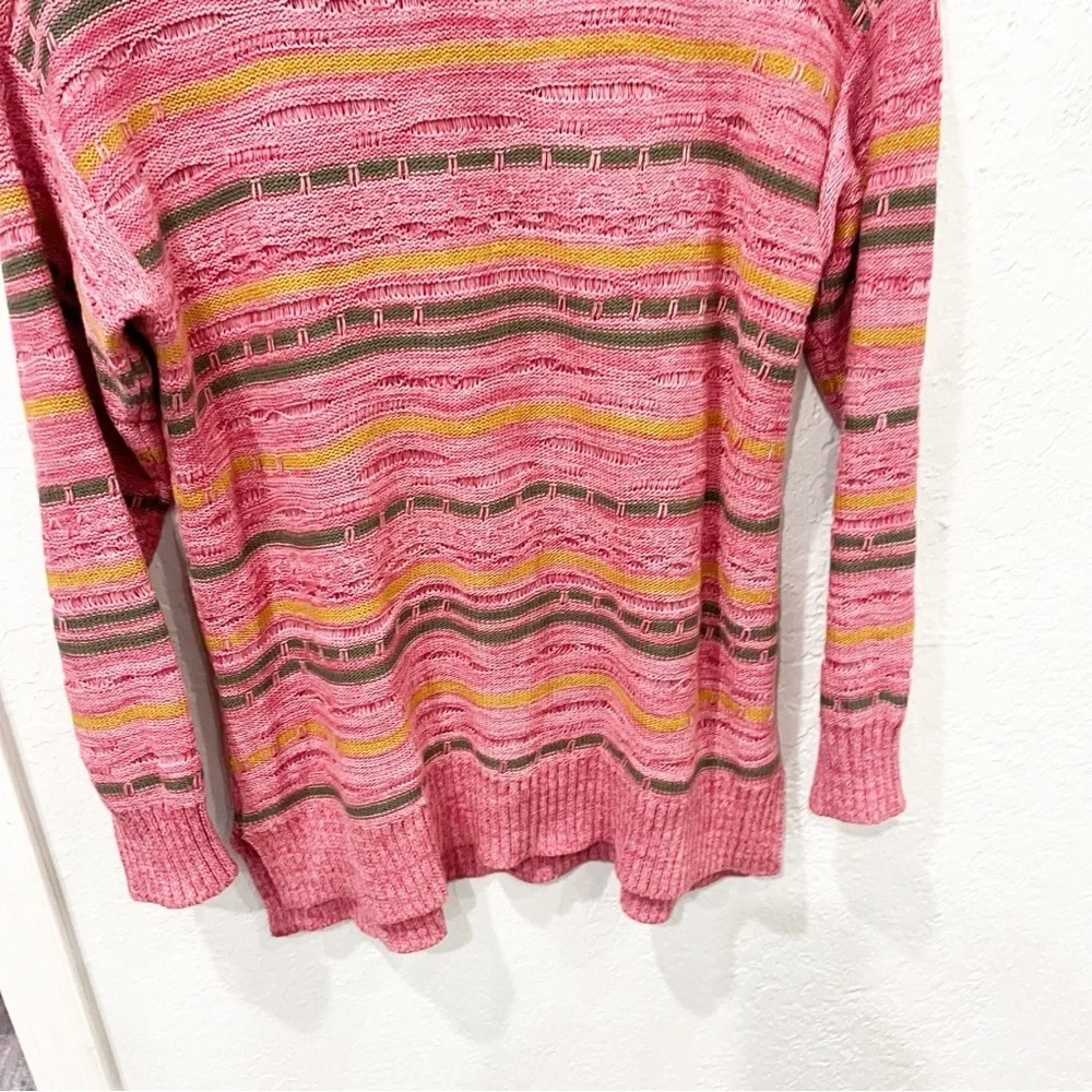 Soft Surroundings Sweater Women's XS Lisabetta Art Stripe Dusty Cedar Blush Pink